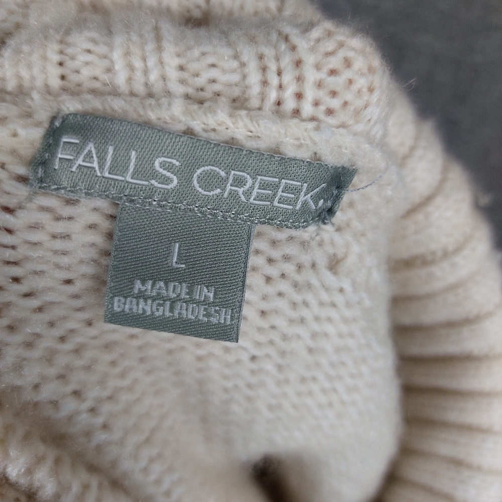 FALLS CREEK WOMENS CREAM CROPPED TEXTURED LONG SLEEVE TURTLE NECK SWEATER SIZE L - Picture 8 of 8